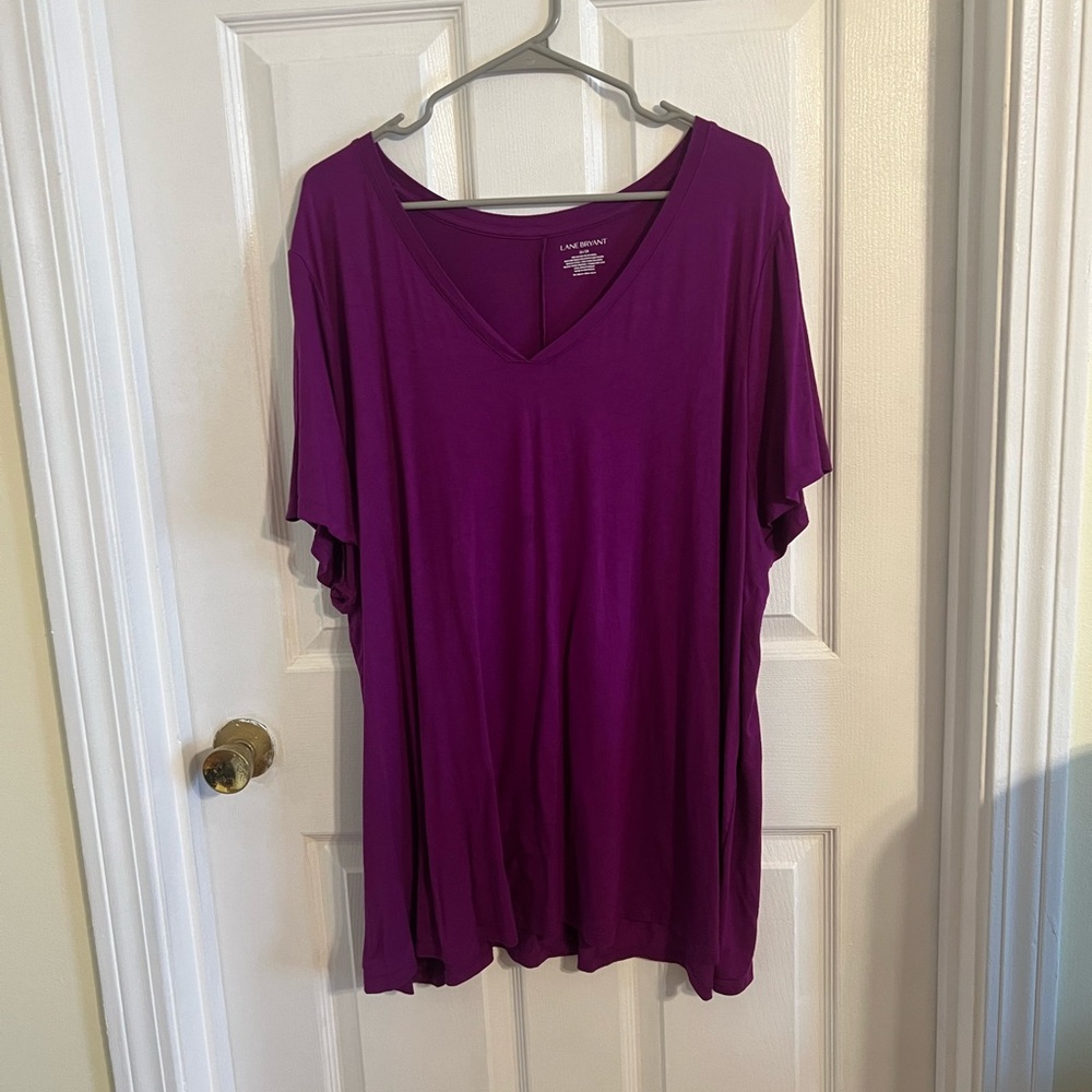 Lane Bryant Women's Purple V-Neck Top Size 26/28